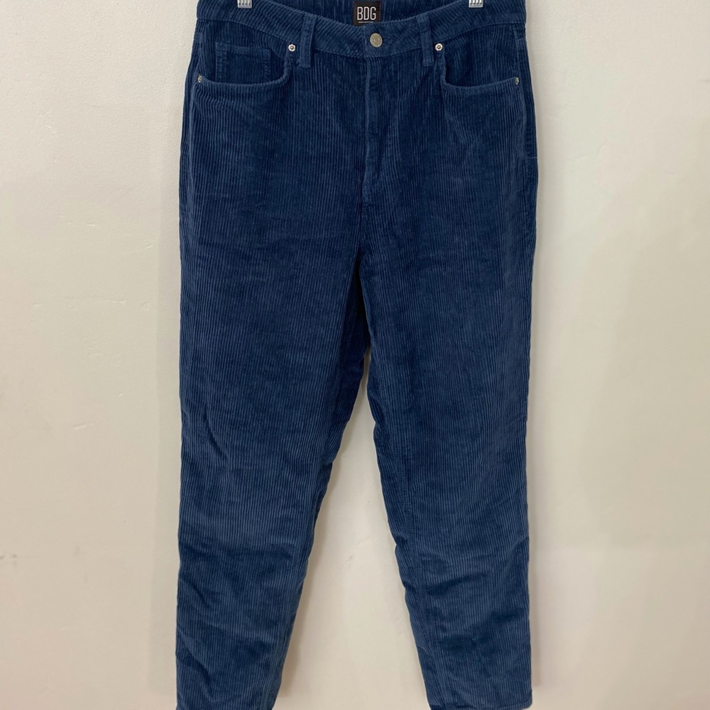 BDG Mom High Rise Corduroy Blue Pants 30 Waist